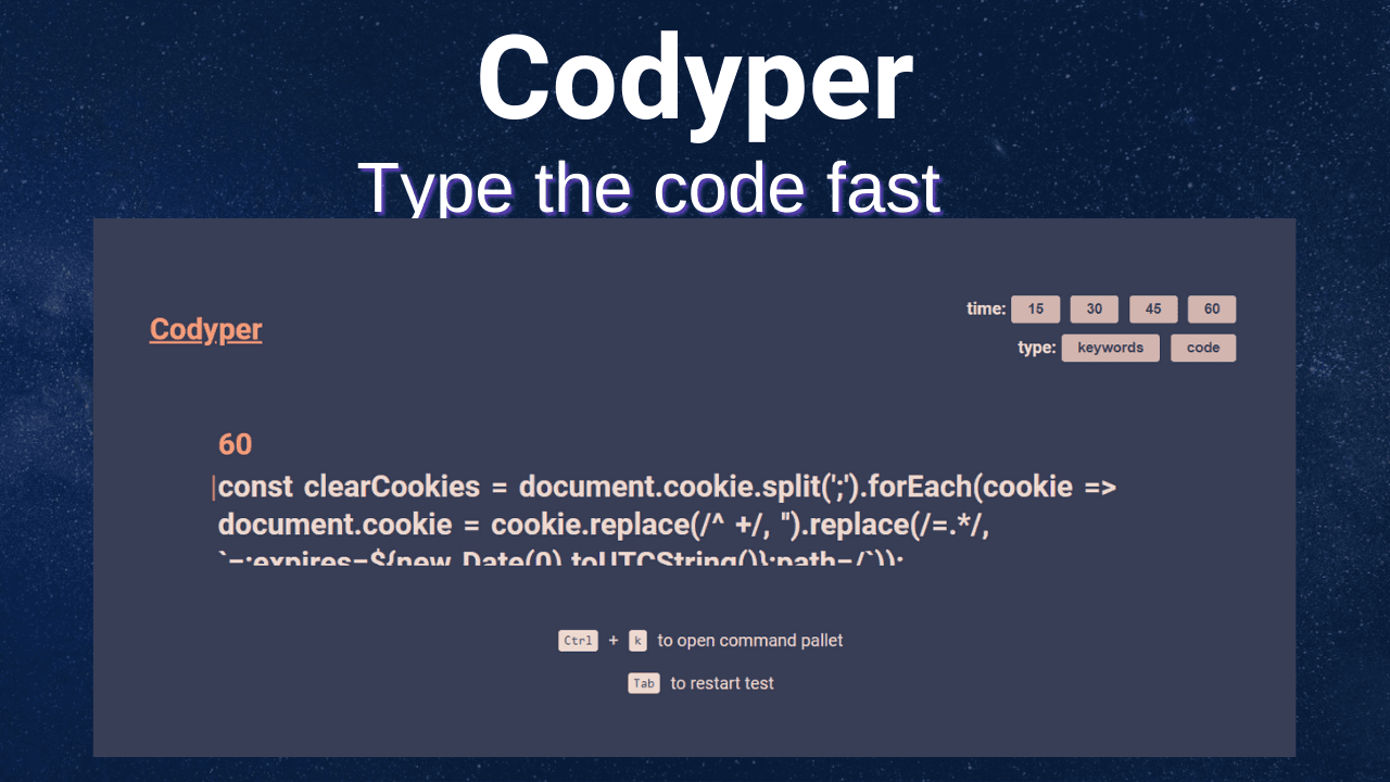 Introducing Codyper - learn to code and increase typing speed at once